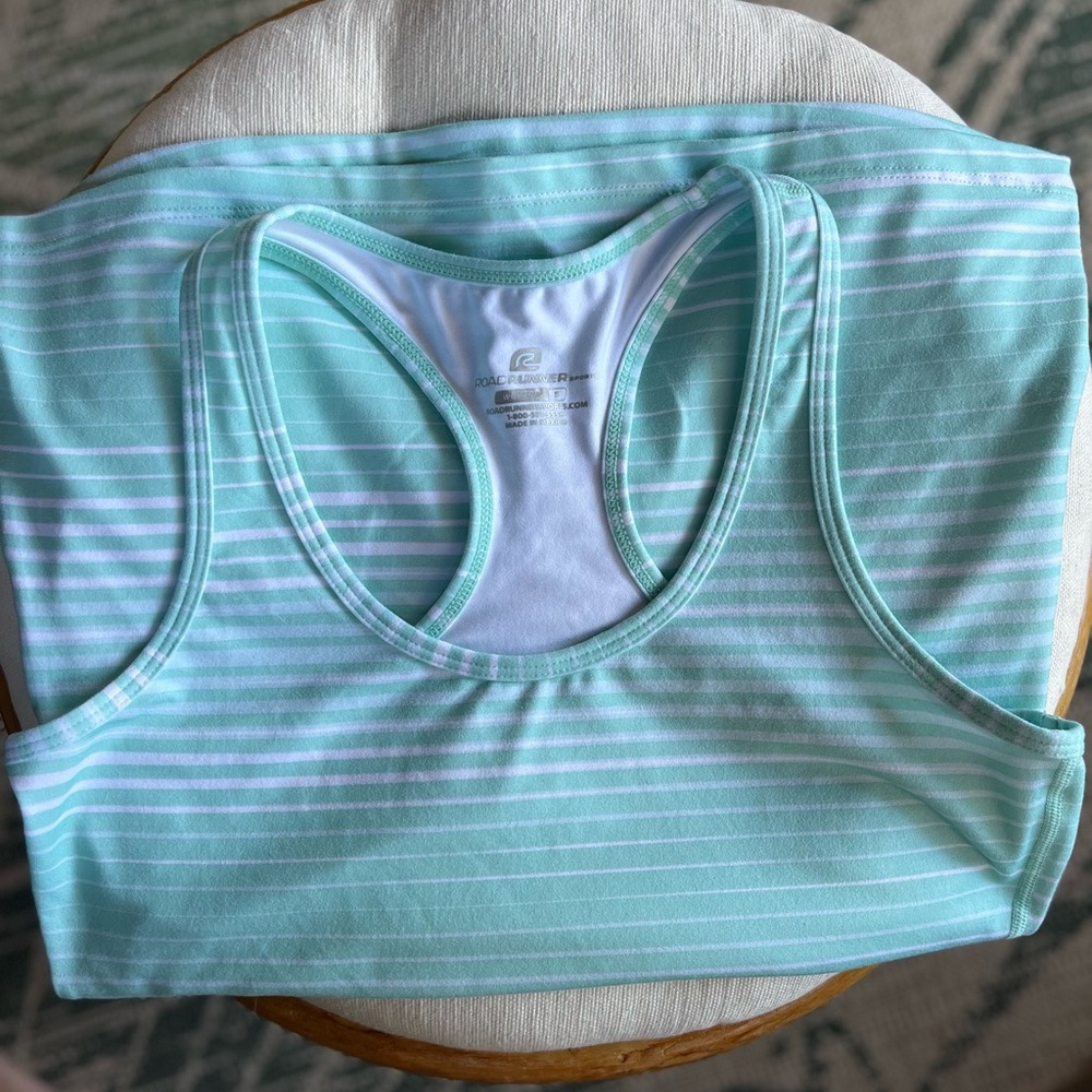 RoadRunner Sports Stripe Athletic Racerback Tank Top Small